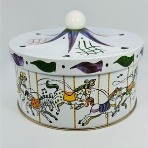Vintage Guildcraft Carousel Merry-Go-Roind Tin. Hand-Painted Design. Made In USA